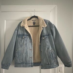 Oversized Denim Sherpa Jacket